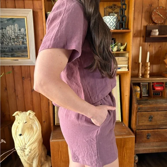 Lilac Purple Linen Set Slow Fashion M/L - Picture 9 of 9